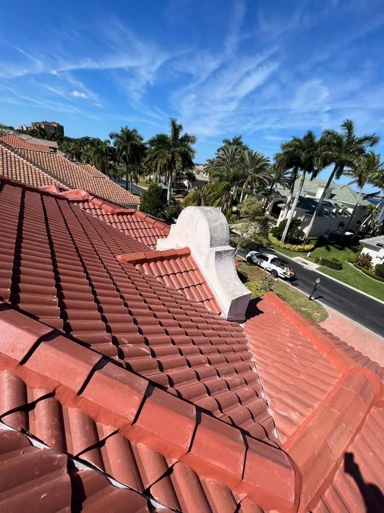 Vreeland roofing service, type tile color Spanish Red.