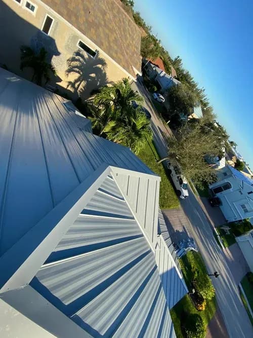 Vreeland roofing service, type metal color Galvalume Acrylic-coated.