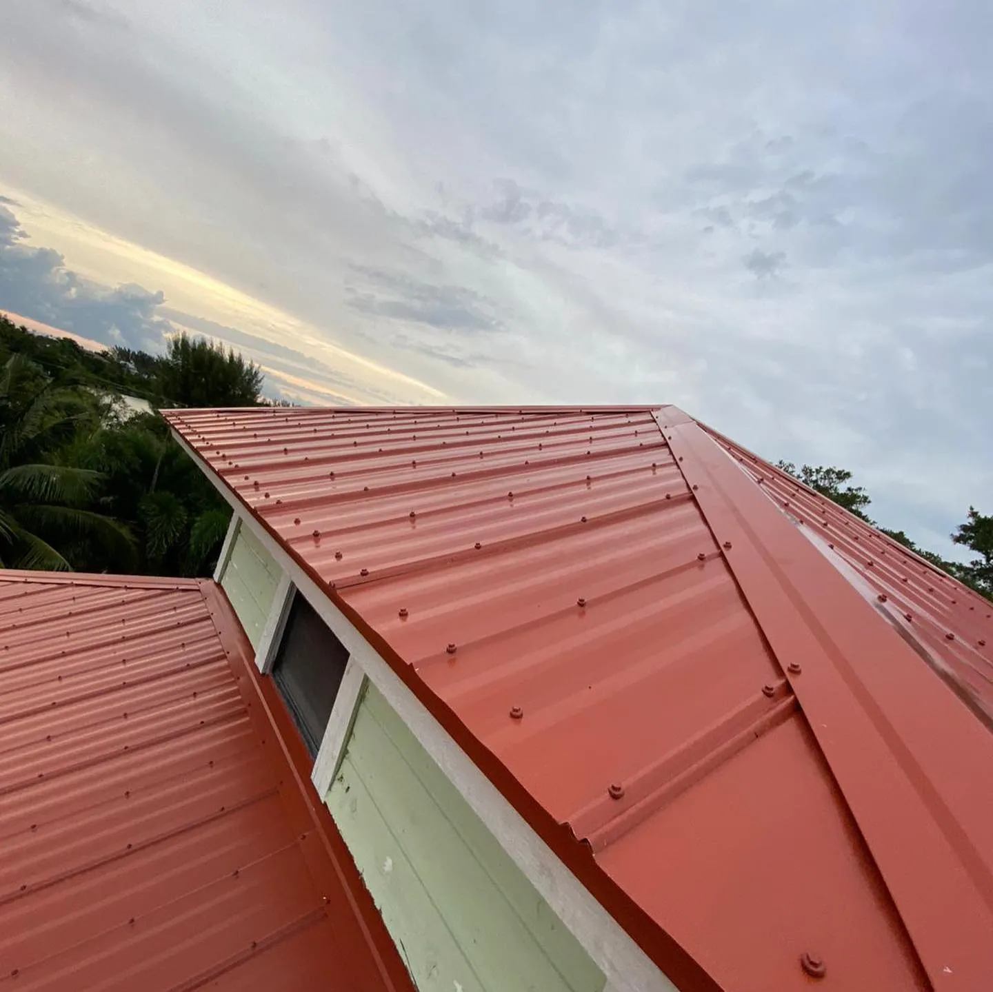 Vreeland roofing service, type metal color Terra Cotta.