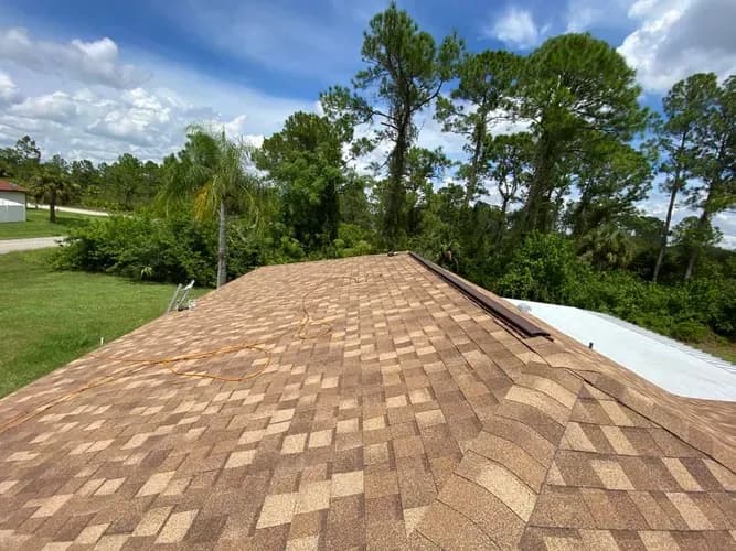 Vreeland roofing service, type shingle color Morning Harvest.