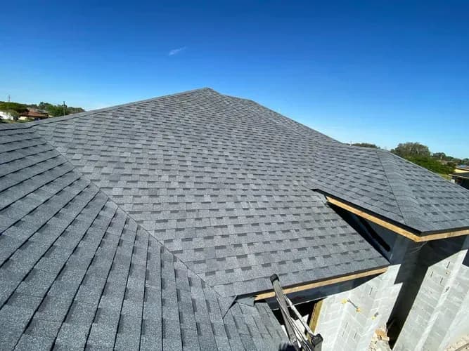 Vreeland roofing service, type shingle color Pewter.