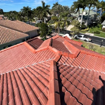 red color tile roof newly renovated by vreeland roofing
