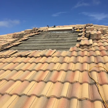 tile roof being renovated by vreeland roofing